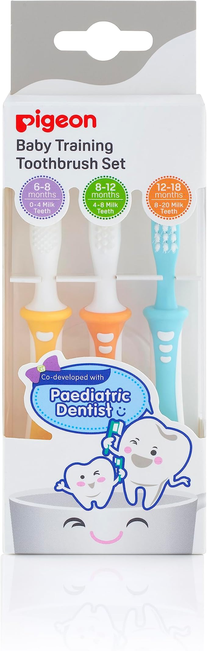 Pigeon Training Tooth Brush Set, Extra Soft Bristles, Soft Grip