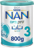 NESTLE NAN 3 Baby Care formula in an 800g container, shown with the label and packaging details.