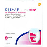 Relvar Ellipta 200/25 µg fluticasone‑vilanterol inhalation powder × 30 doses