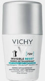 Vichy Homme 72 Hour Invisible Resist Dermo Detranspirant, Anti-Stains & Anti-irritation Deodorant Roll On For Women 50ml